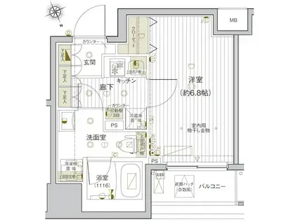 ヴァレッシア早稲田駅前シティ(1K/10階)の間取り写真