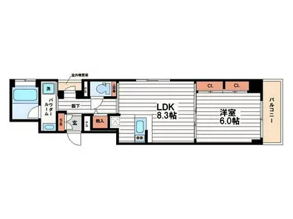 グラン心斎橋イースト(1LDK/4階)の間取り写真