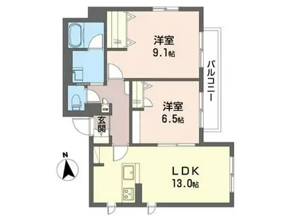 クレールコート下北沢(2LDK/2階)の間取り写真