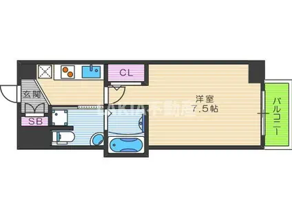 ラシーヌ天王寺町南(1K/7階)の間取り写真