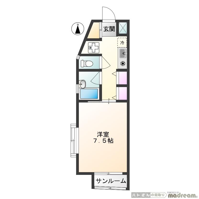 フィルビレッヂ(1K/2階)の間取り写真