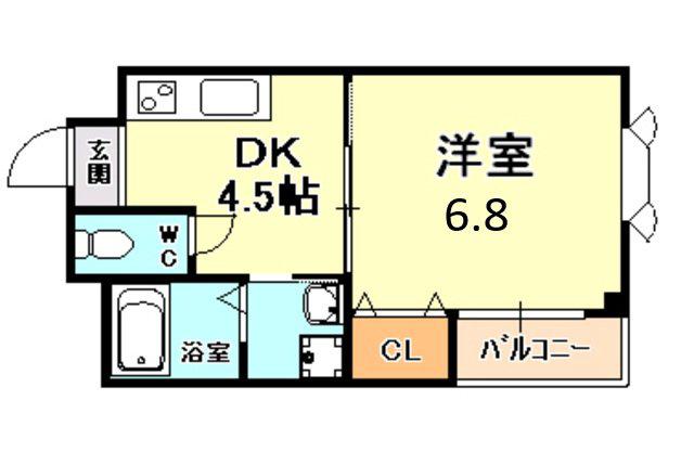 パルディナカダII(1DK/4階)の間取り写真