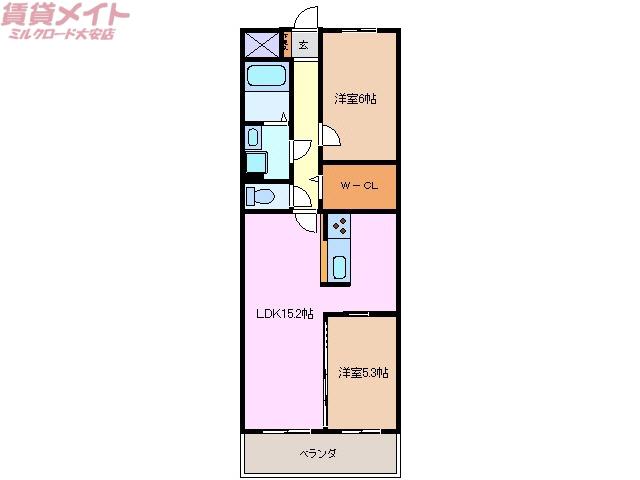 アンシャンテ(2LDK/1階)の間取り写真