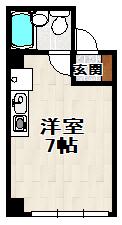 フォセット宝塚(ワンルーム/2階)の間取り写真
