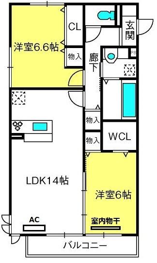 ウィステリア パレス(2LDK/3階)の間取り写真