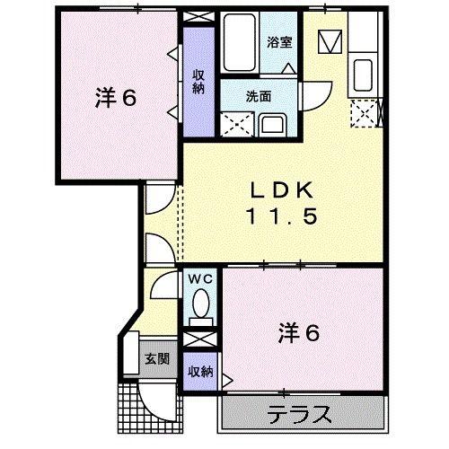 プラスペラティC(2LDK/1階)の間取り写真