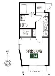 MELDIA梅島III(1K/1階)の間取り写真