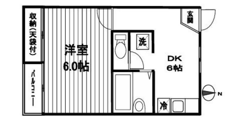 メゾンソレイユ(1DK/2階)の間取り写真