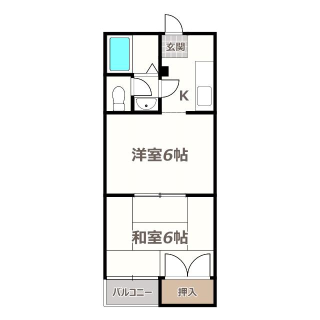 スポール南住吉(2K/1階)の間取り写真