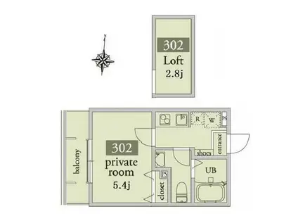 アーベインテラス氷川台II(1K/3階)の間取り写真
