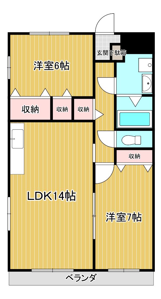 トップス石川(2LDK/2階)の間取り写真
