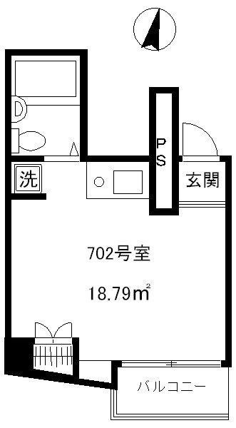 カーサダルテ(ワンルーム/8階)の間取り写真