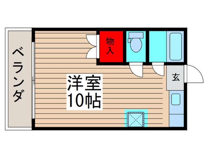 ポートハイツ2(ワンルーム/2階)の間取り写真