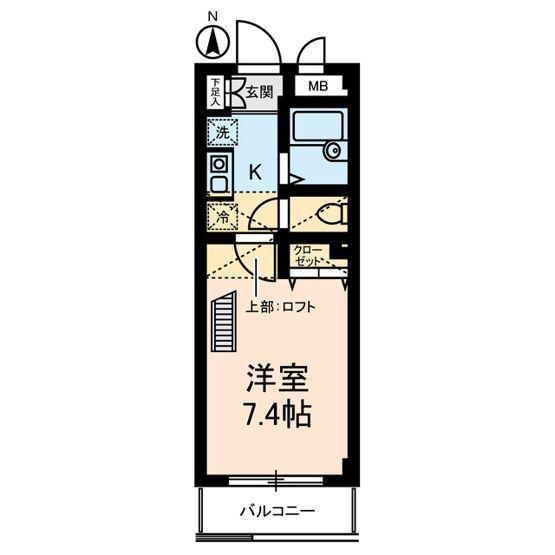 グランステージ坂戸(1K/2階)の間取り写真