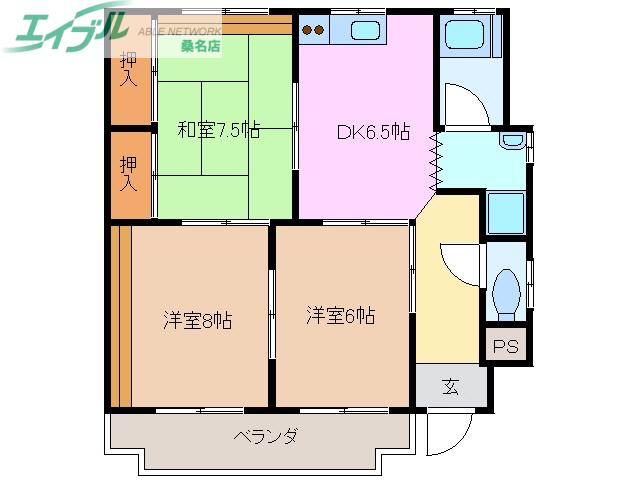 メゾン末広(3DK/3階)の間取り写真