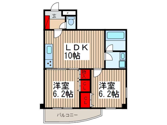 ルミエール(2LDK/4階)の間取り写真