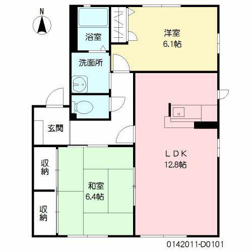 咲ら坂D棟(2LDK/1階)の間取り写真
