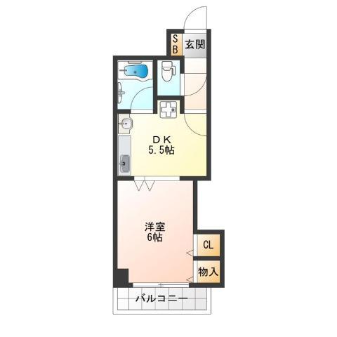 リゾート天王寺(1DK/9階)の間取り写真