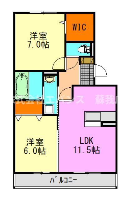 ハイツバンビス(2LDK/1階)の間取り写真
