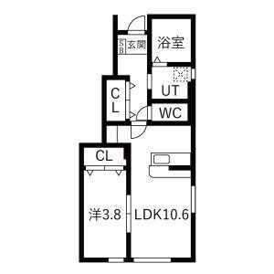 SOLEIL&SABLE(1LDK/1階)の間取り写真