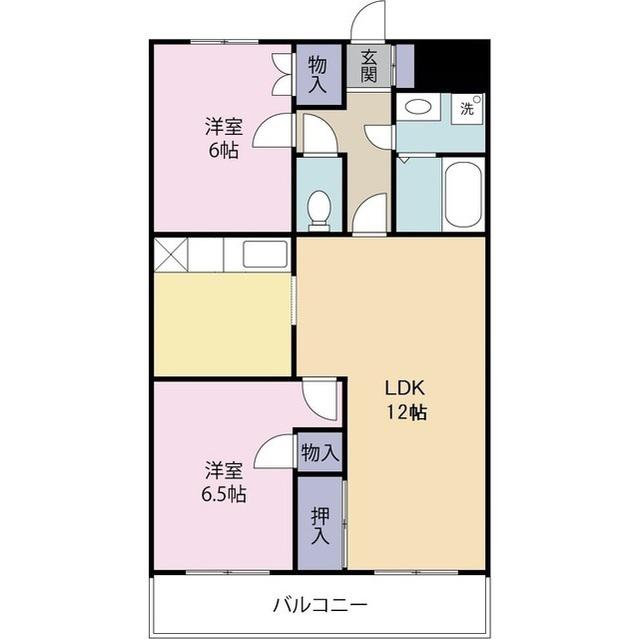 サンライズ宿中(2LDK/4階)の間取り写真