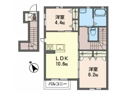 シャーメゾンKEII(2LDK/2階)の間取り写真