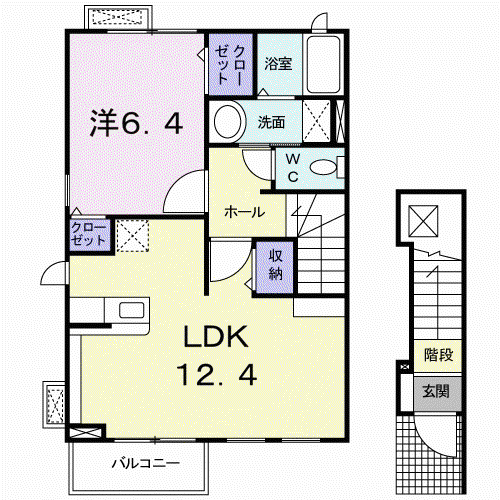 クラベールKM(1LDK/2階)の間取り写真