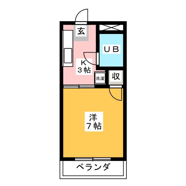 ホワイトベース(1K/2階)の間取り写真