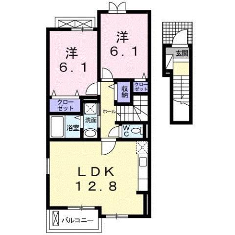 ジェルメIII(2LDK/2階)の間取り写真