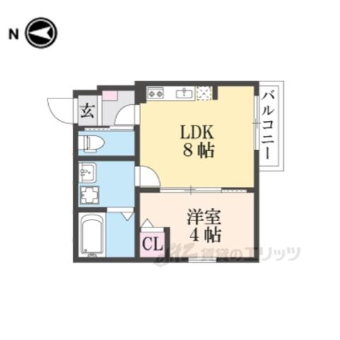 KRMRESIDENNCENAGAOKA(1LDK/1階)の間取り写真
