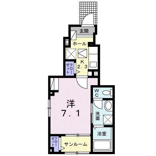 グリーンコート(1K/1階)の間取り写真
