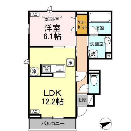DORA(1LDK/1階)の間取り写真