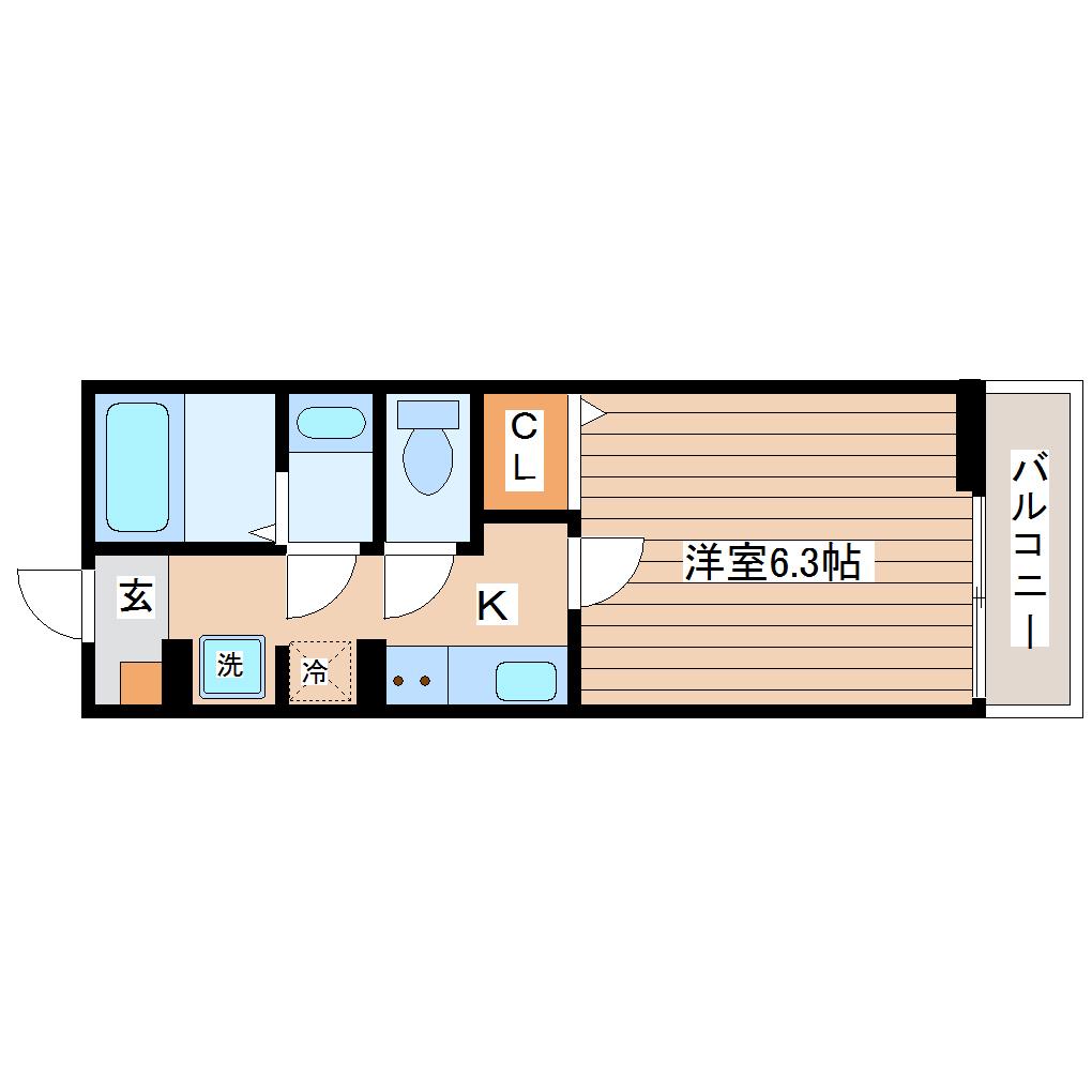 エーデルハイム宮城野(1K/3階)の間取り写真