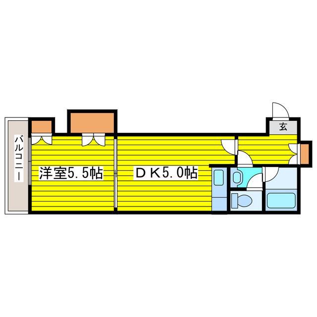 友美コート(1DK/3階)の間取り写真