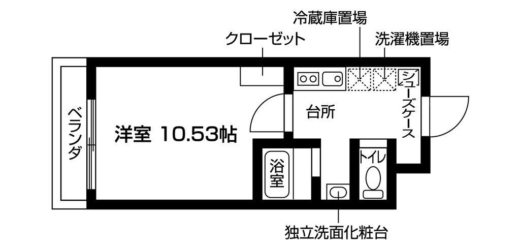 フラッツ室町(1K/2階)の間取り写真