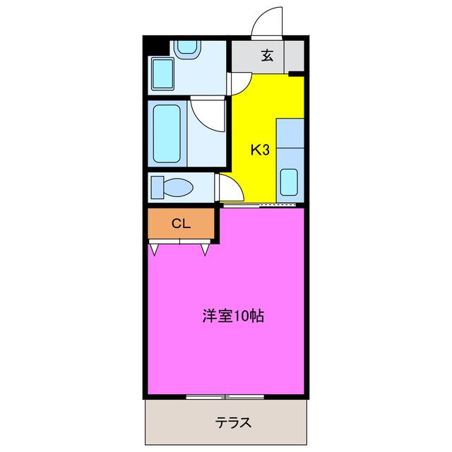 アルル竜(1K/2階)の間取り写真