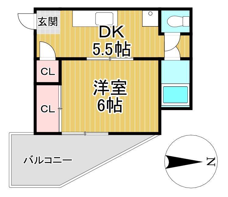 第1コーポ江頭(1DK/4階)の間取り写真