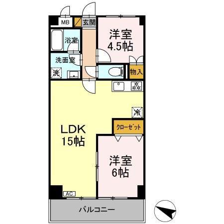 YS習志野台(2LDK/4階)の間取り写真
