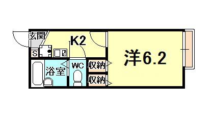 レオパレスニュー猪名寺(1K/1階)の間取り写真