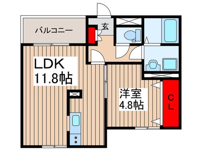 リーブルファイン八潮中央1号棟(1LDK/2階)の間取り写真