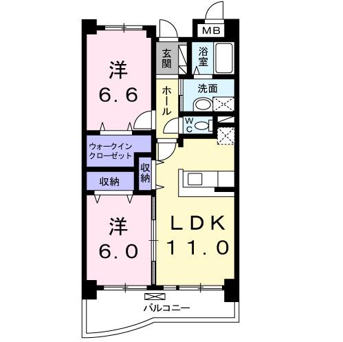 ブライトエステート(2LDK/4階)の間取り写真