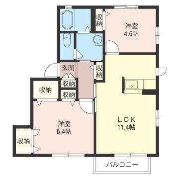 ポラール湘南深沢(2LDK/2階)の間取り写真