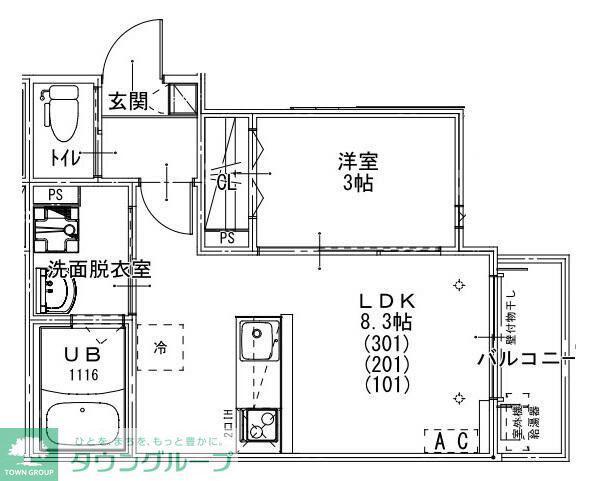 ASTRO RESIDENCE 西大宮(1LDK/1階)の間取り写真