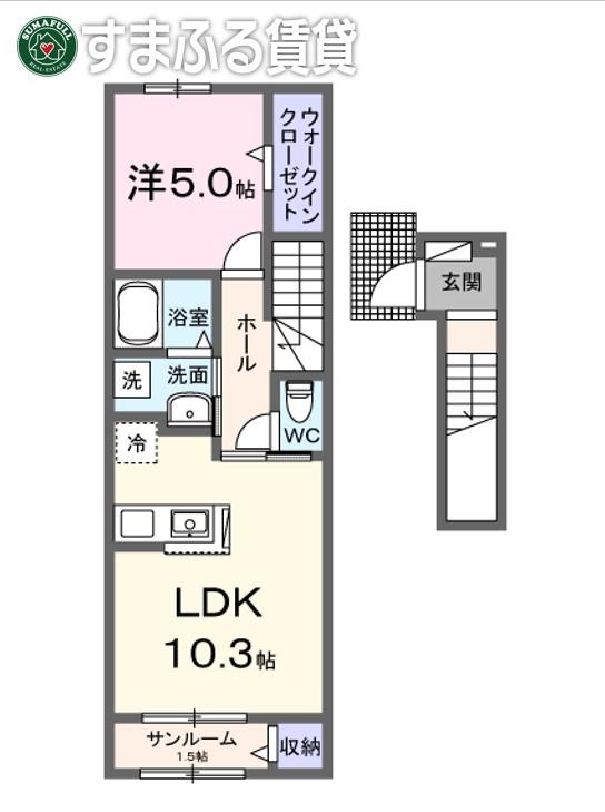 アーバン コンフォート(1LDK/2階)の間取り写真