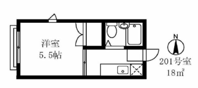 カミール洗足池(1K/2階)の間取り写真