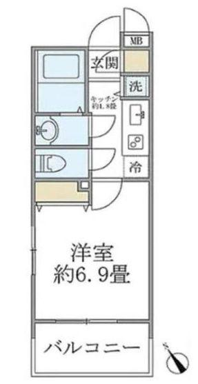 レジデンシア麻布十番(1K/7階)の間取り写真