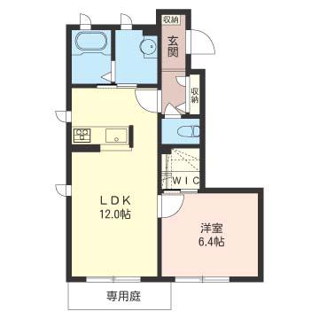 ヴィラーチェ入間(1LDK/1階)の間取り写真