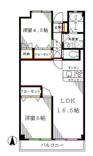 オークタウンハイツ(2LDK/1階)の間取り写真