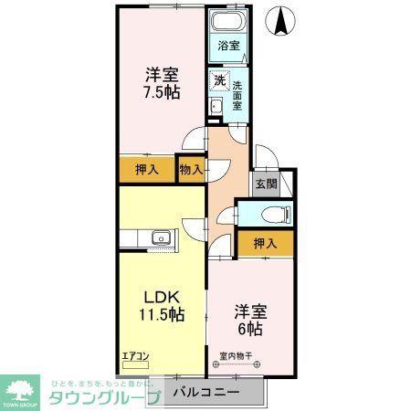 りぜーる・みさと2番館(2LDK/2階)の間取り写真