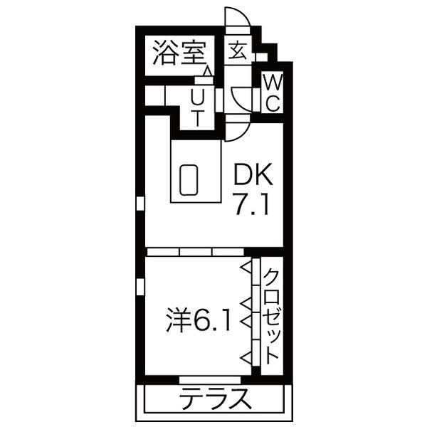 AVENIR(1DK/1階)の間取り写真